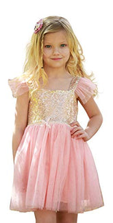 Gold And Pink Gauze Camisole Layered Tutu Dress Girls Valentines Dress, (5 Years)